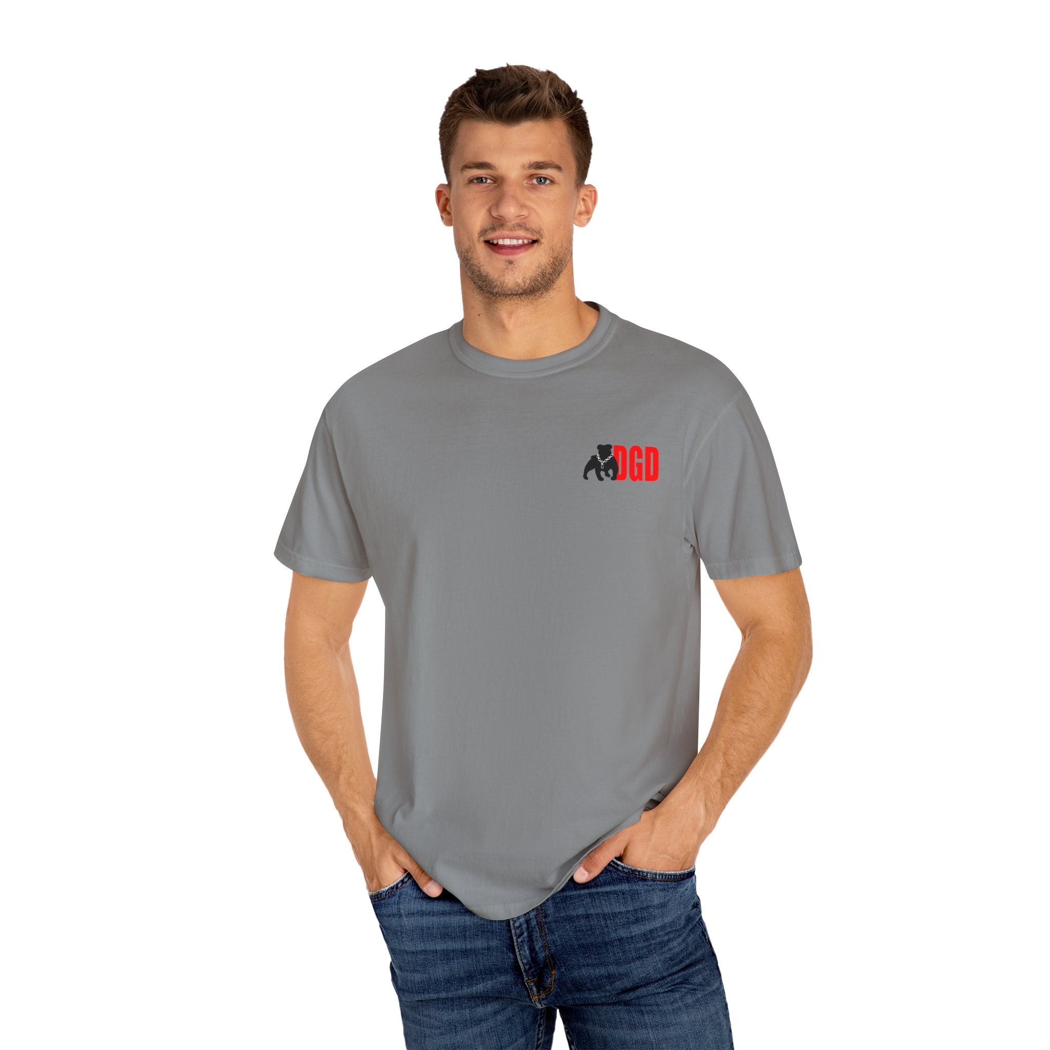Garment-Dyed Unisex T-Shirt with Bold Logo, Casual Tee, Cool Graphic Top, Perfect for Everyday Wear, Gift for Him/Her, Summer Fashion