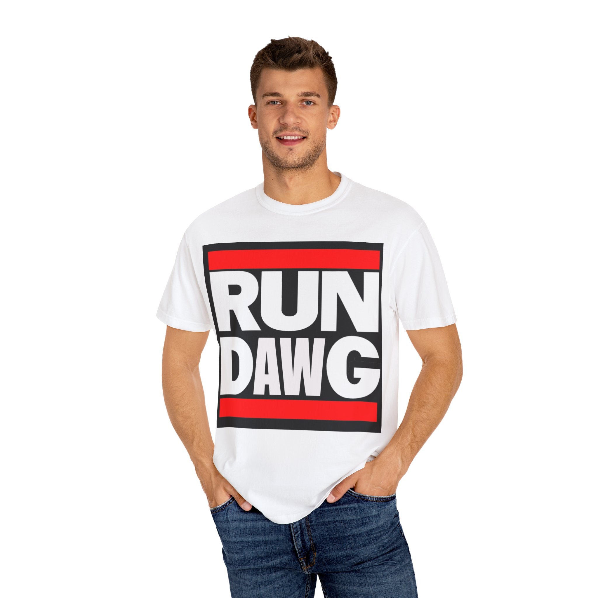 Run Dawg Garment-Dyed Unisex T-shirt, Casual Graphic Tee, Sports Apparel, Gift for Runners, Fitness Clothing, Everyday Wear